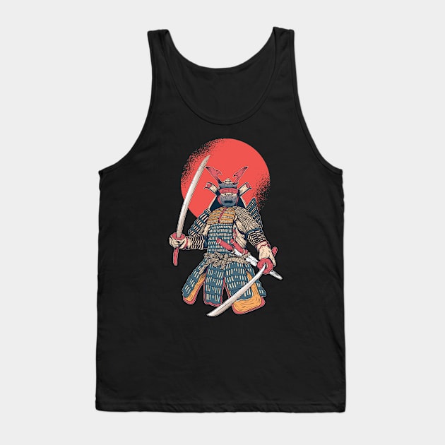 Retro Vintage Japanese Samurai Warrior Tank Top by StudioGJ